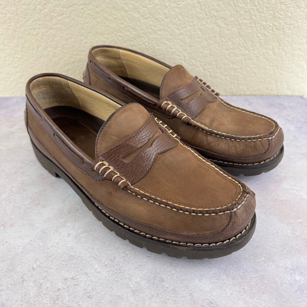 L.L. BEAN Allagash Handsewns Penny Loafers Brown Leather Mens 12 D